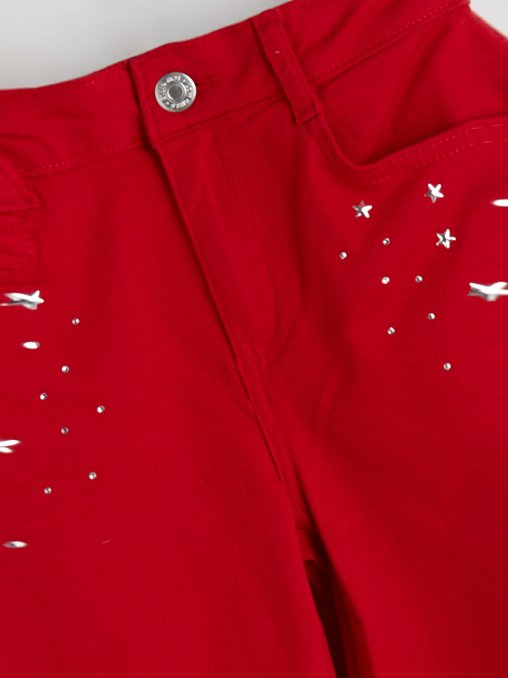 Kırmızı İspanyol Paça Kız Çocuk Pantolon-2