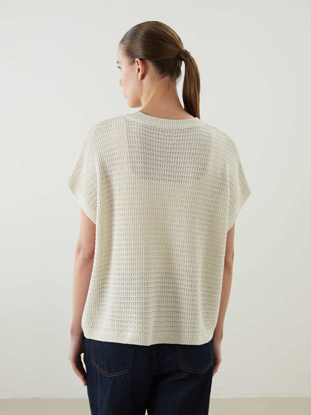 WCJ ニット LCWAIKIKI Basic Crew Neck Self Patterned Long Sleeve Women's