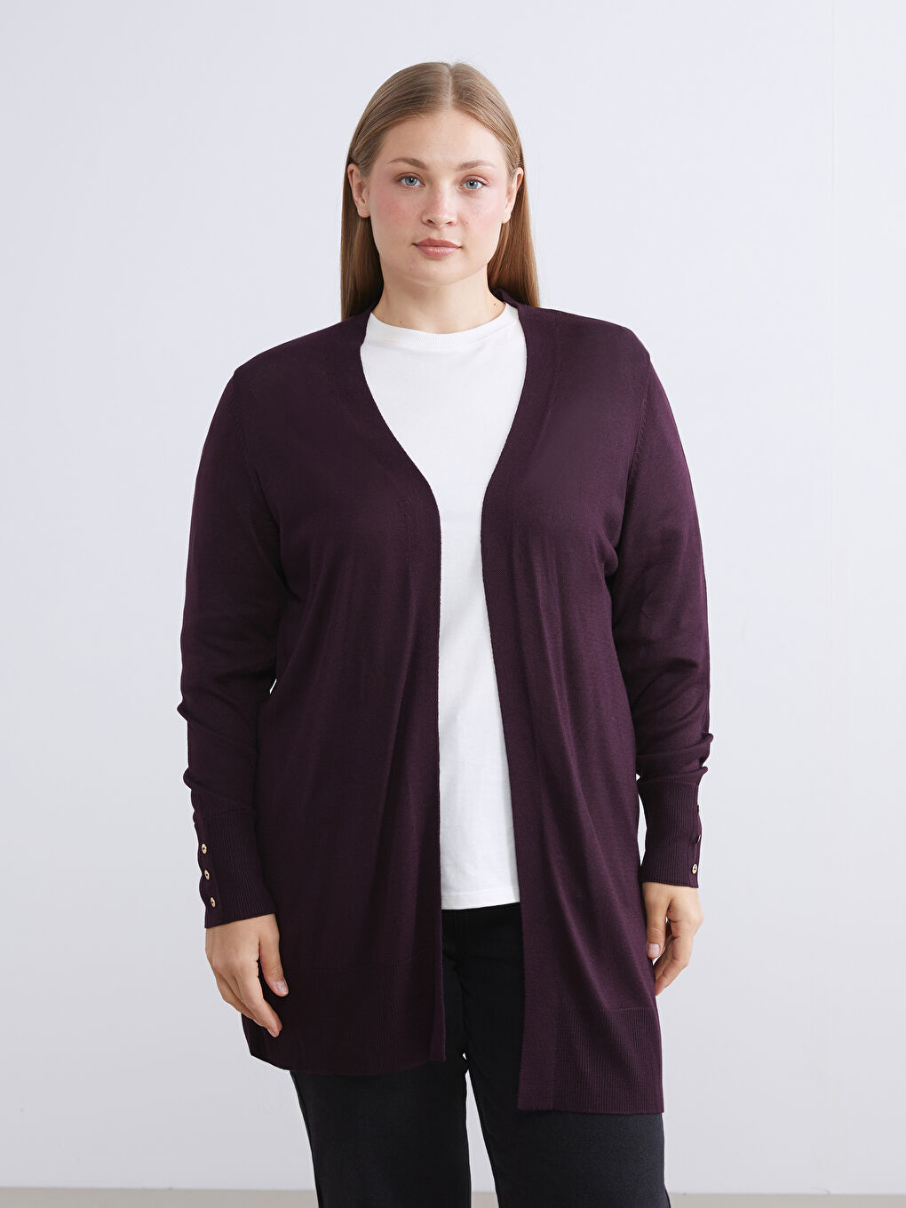 Bordo Şal Yaka Kadın Triko Hırka-1