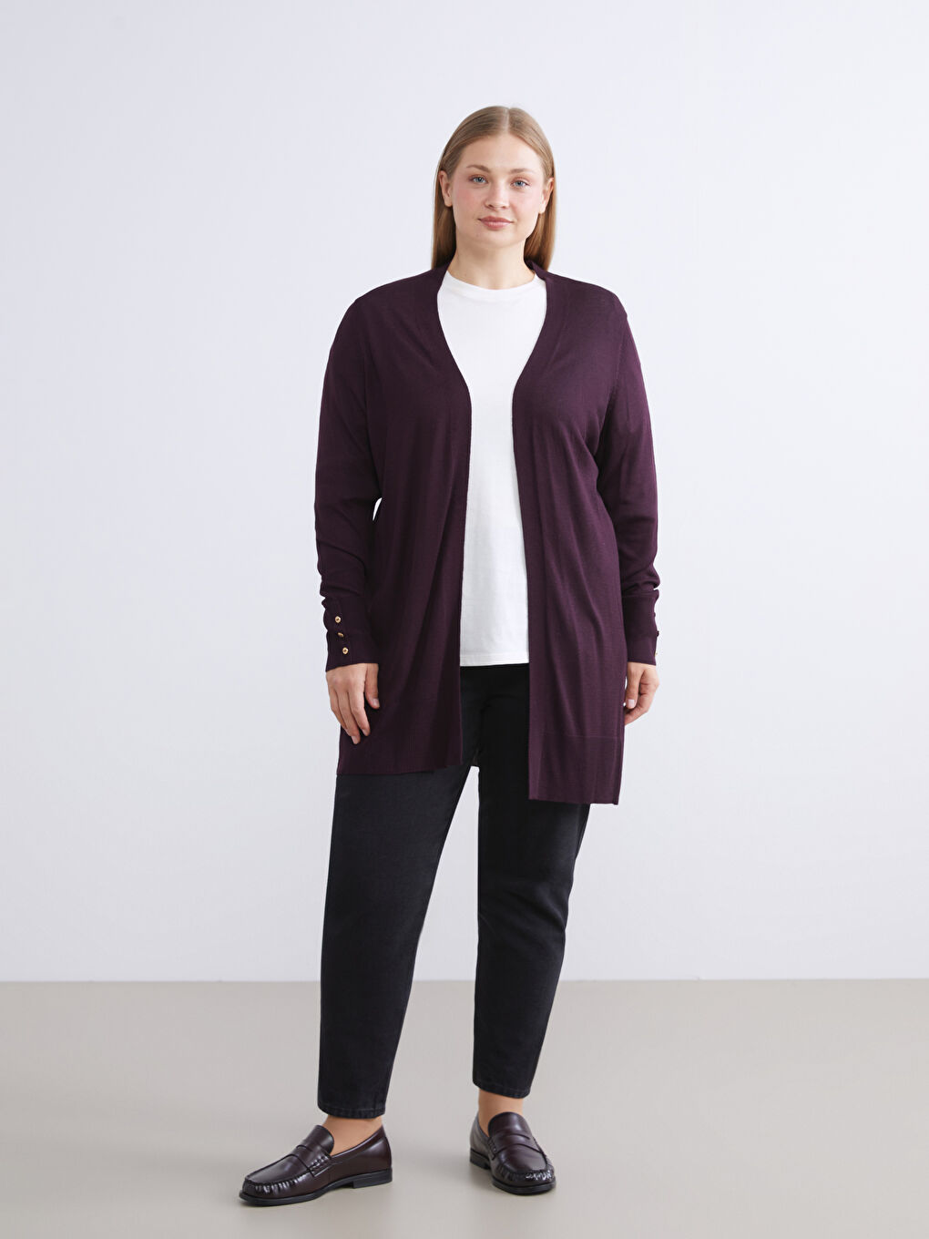 Bordo Şal Yaka Kadın Triko Hırka-5