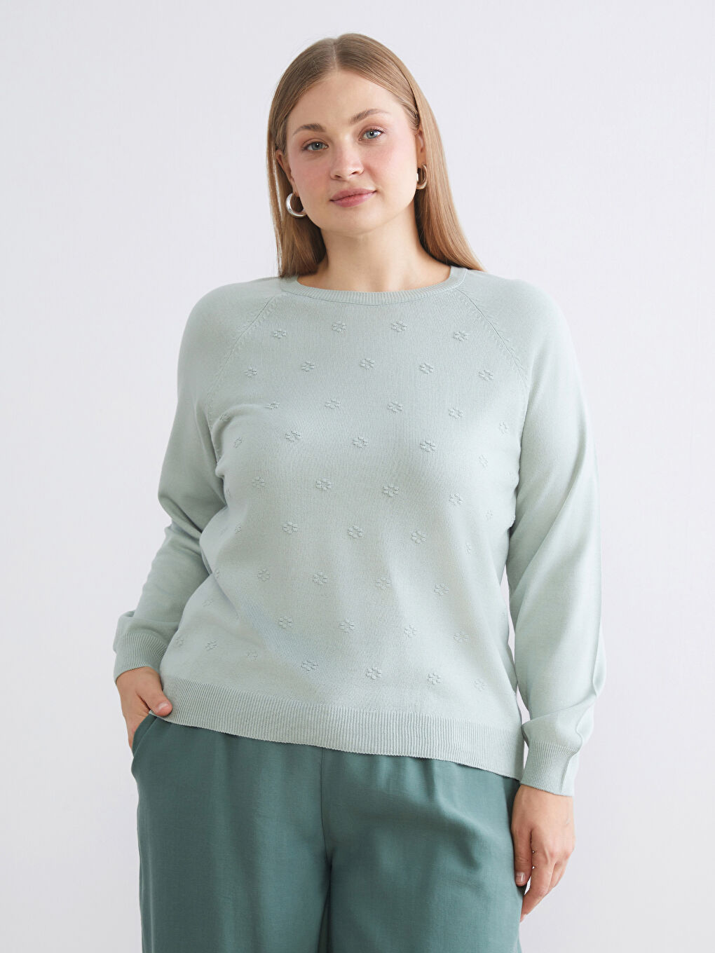 Crew Neck Floral Women's Knitwear Sweater-1