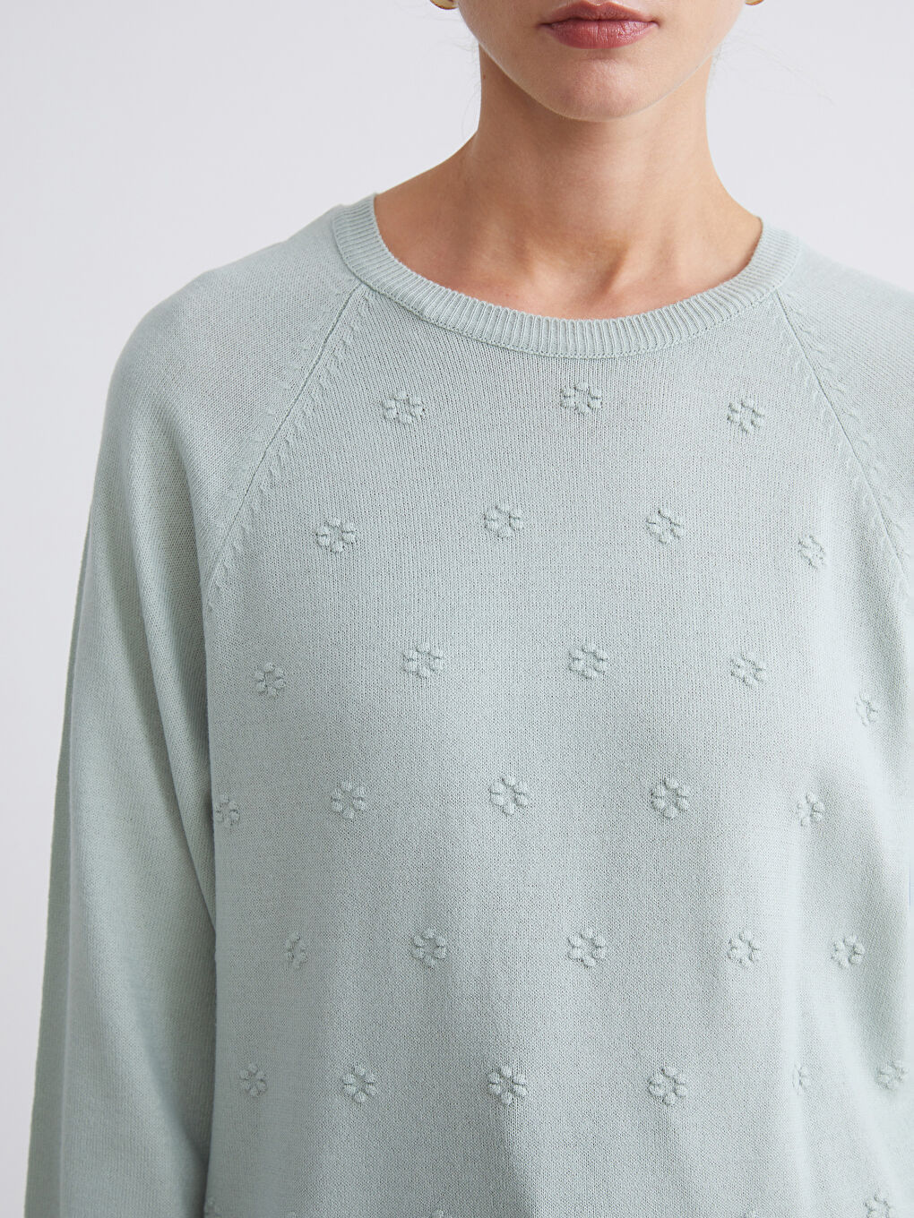 Crew Neck Floral Women's Knitwear Sweater-3