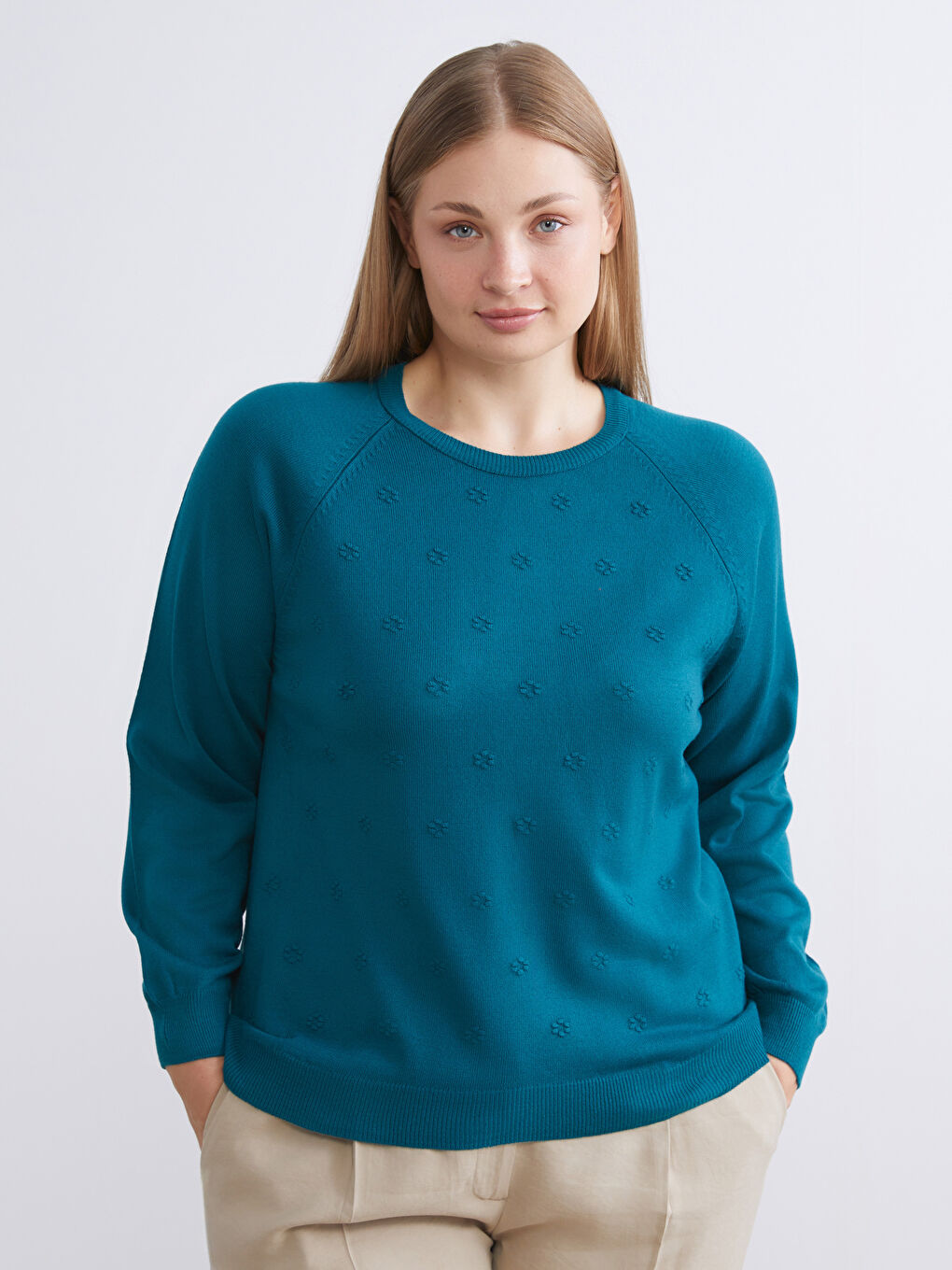 Crew Neck Floral Women's Knitwear Sweater-2
