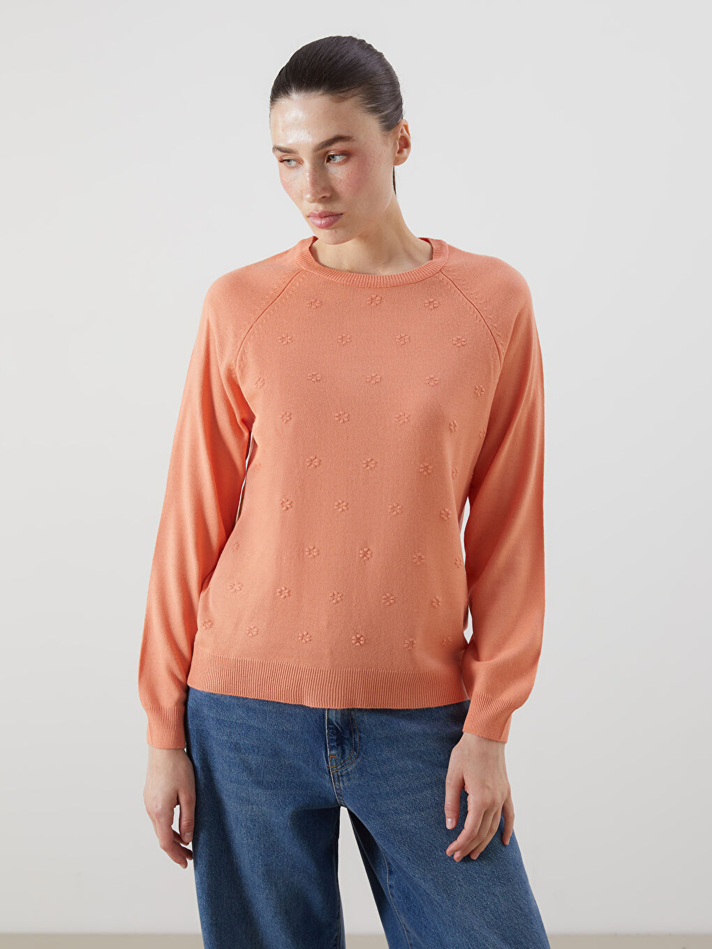 Crew Neck Floral Women's Knitwear Sweater