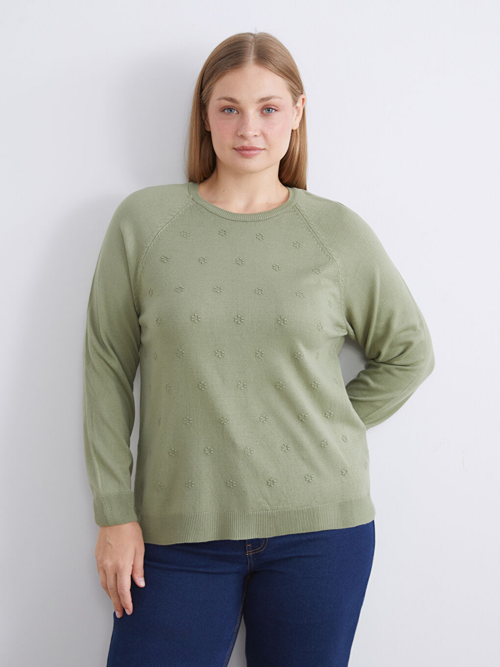Crew Neck Floral Women's Knitwear Sweater-1