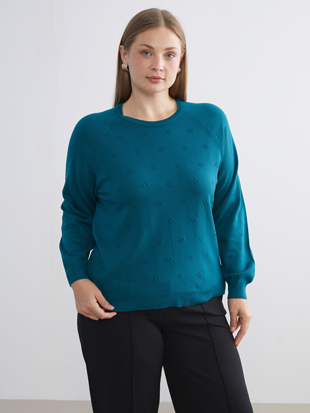 Crew Neck Floral Women's Knitwear Sweater-1