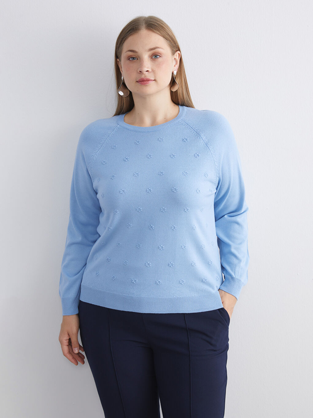 Crew Neck Floral Women's Knitwear Sweater-1