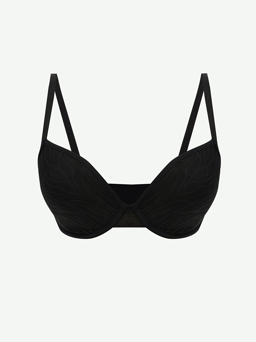 Siyah Balenli Dolgusuz Düz Tişört Sütyen