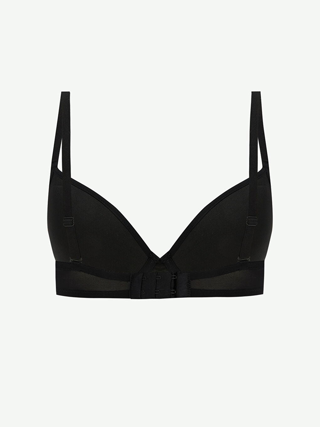 Siyah Balenli Dolgusuz Düz Tişört Sütyen-1