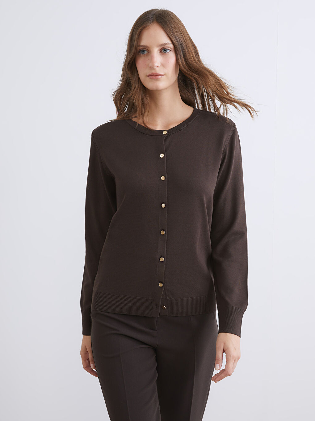 Crew Neck Women's Knitwear Cardigan