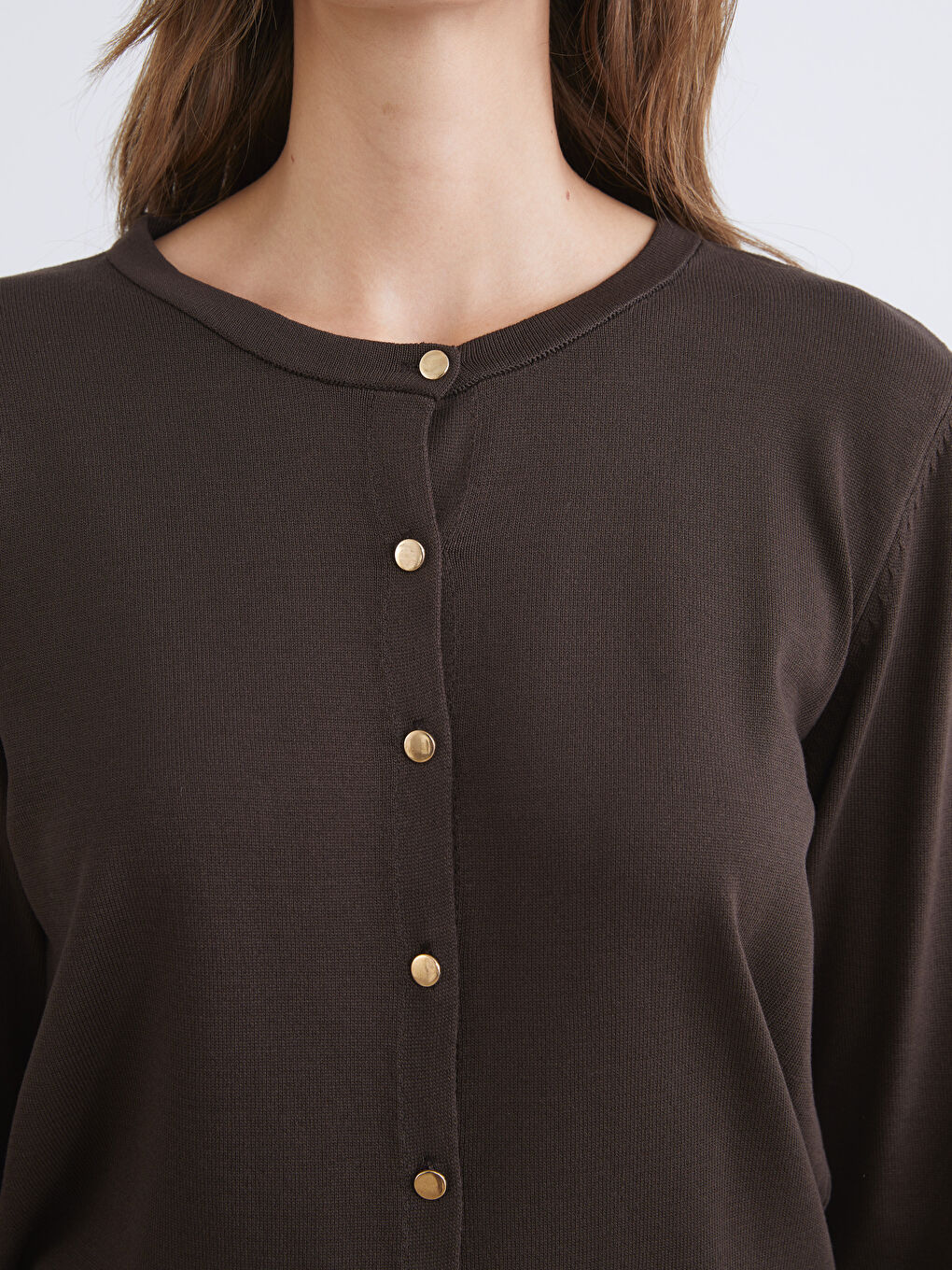 Crew Neck Women's Knitwear Cardigan-3