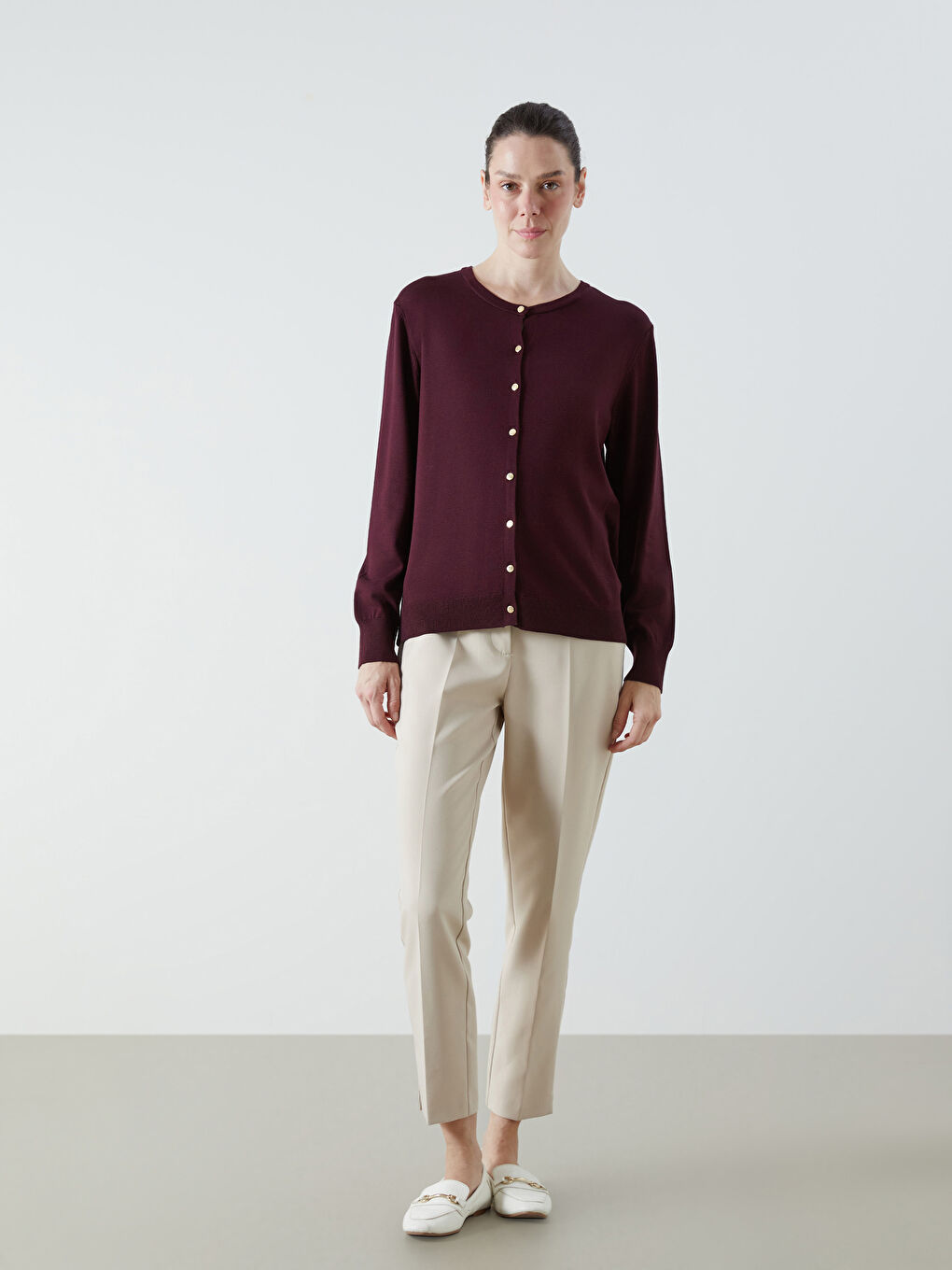 Crew Neck Women's Knitwear Cardigan-2