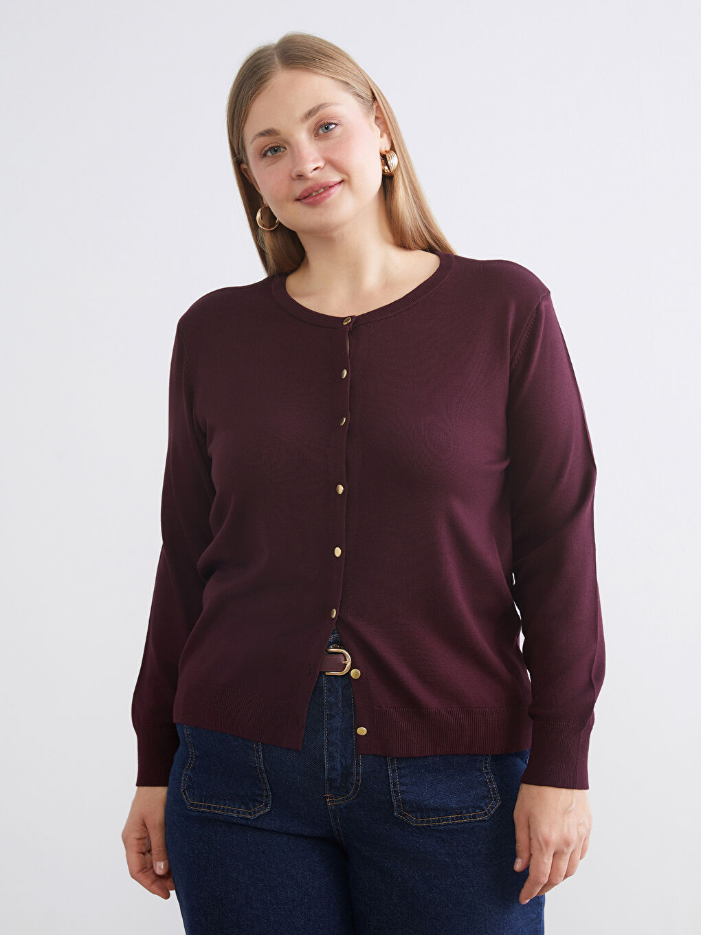 Crew Neck Women's Knitwear Cardigan-1