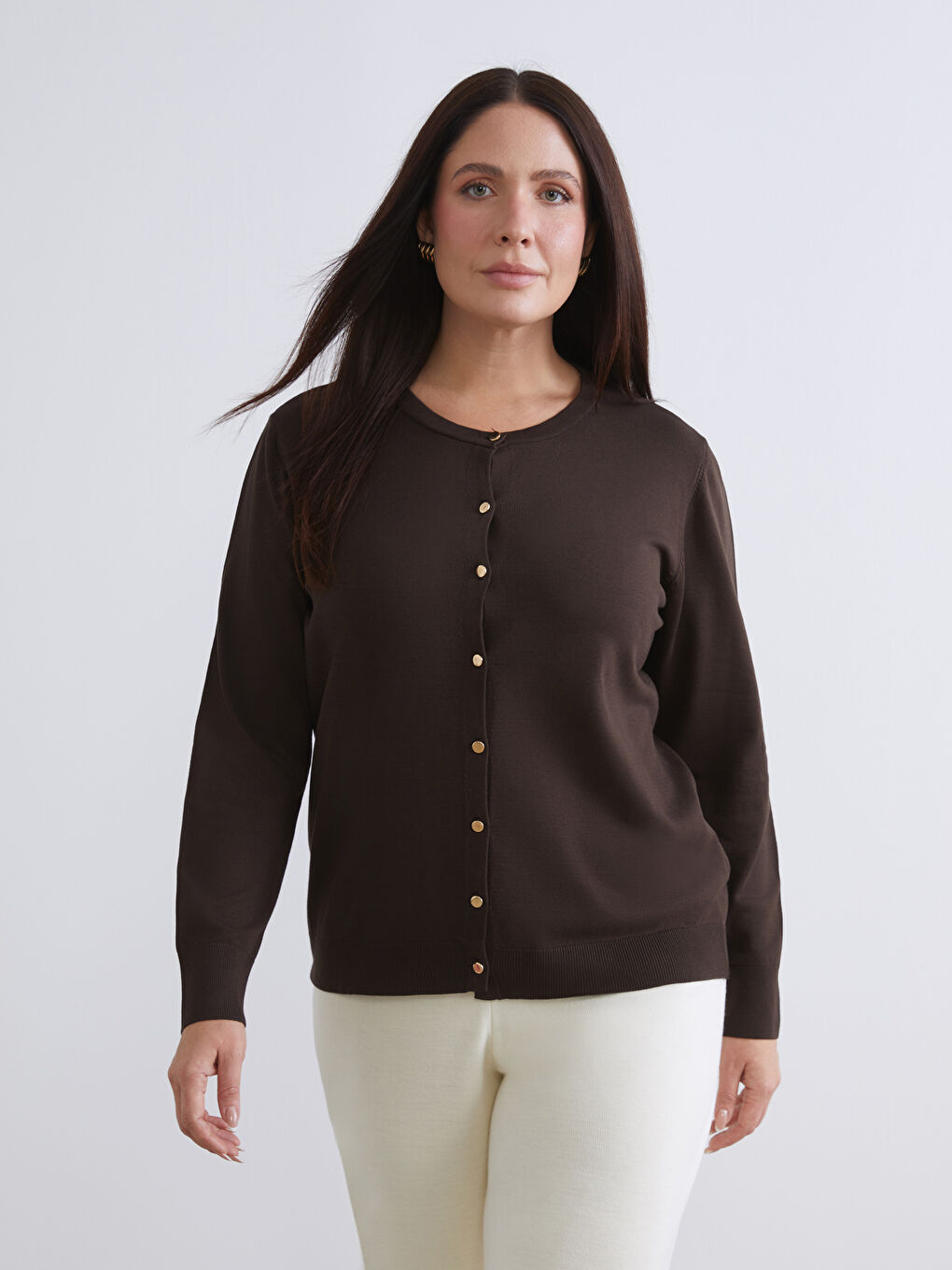 Crew Neck Women's Knitwear Cardigan-1