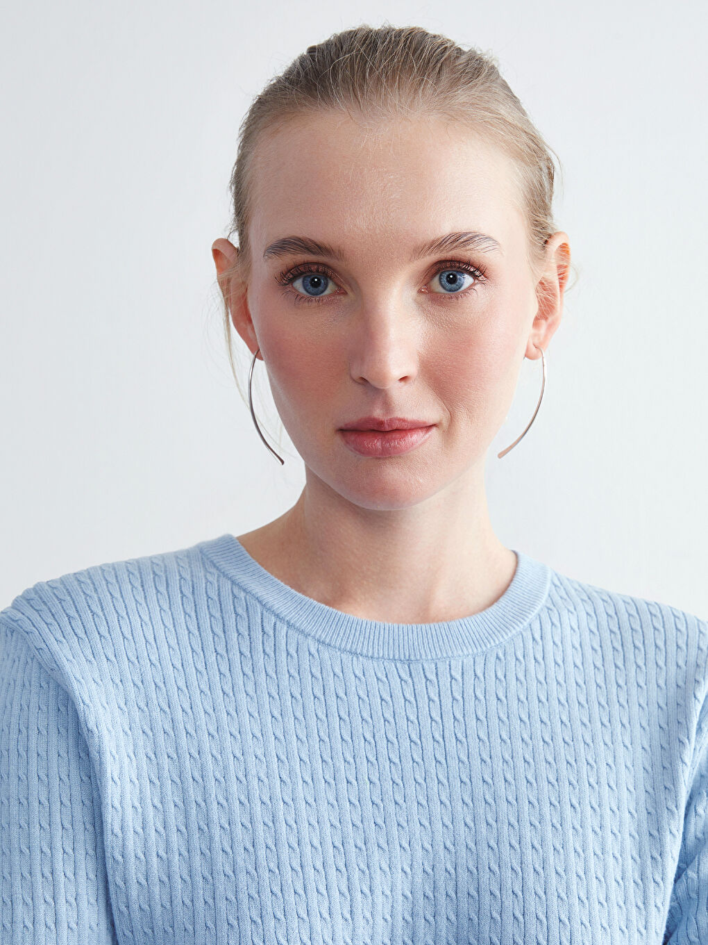 Crew Neck Self-Patterned Women's Knitwear Sweater-1