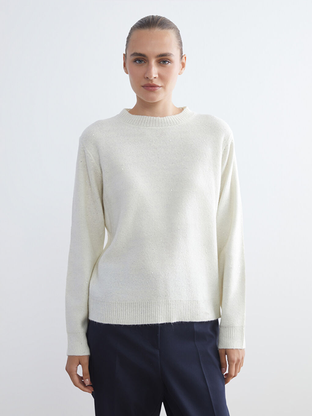 Crew Neck Bright Look Long Sleeve Women's Knitwear Sweater