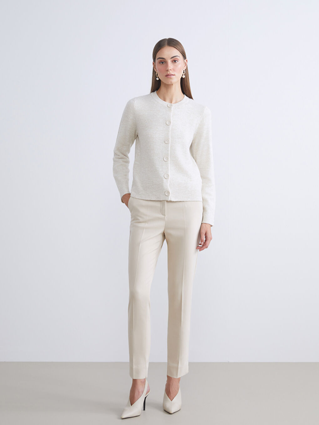 Crew Neck Women's Knitwear Cardigan-3