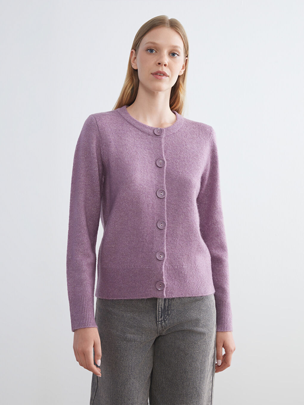 Crew Neck Women's Knitwear Cardigan