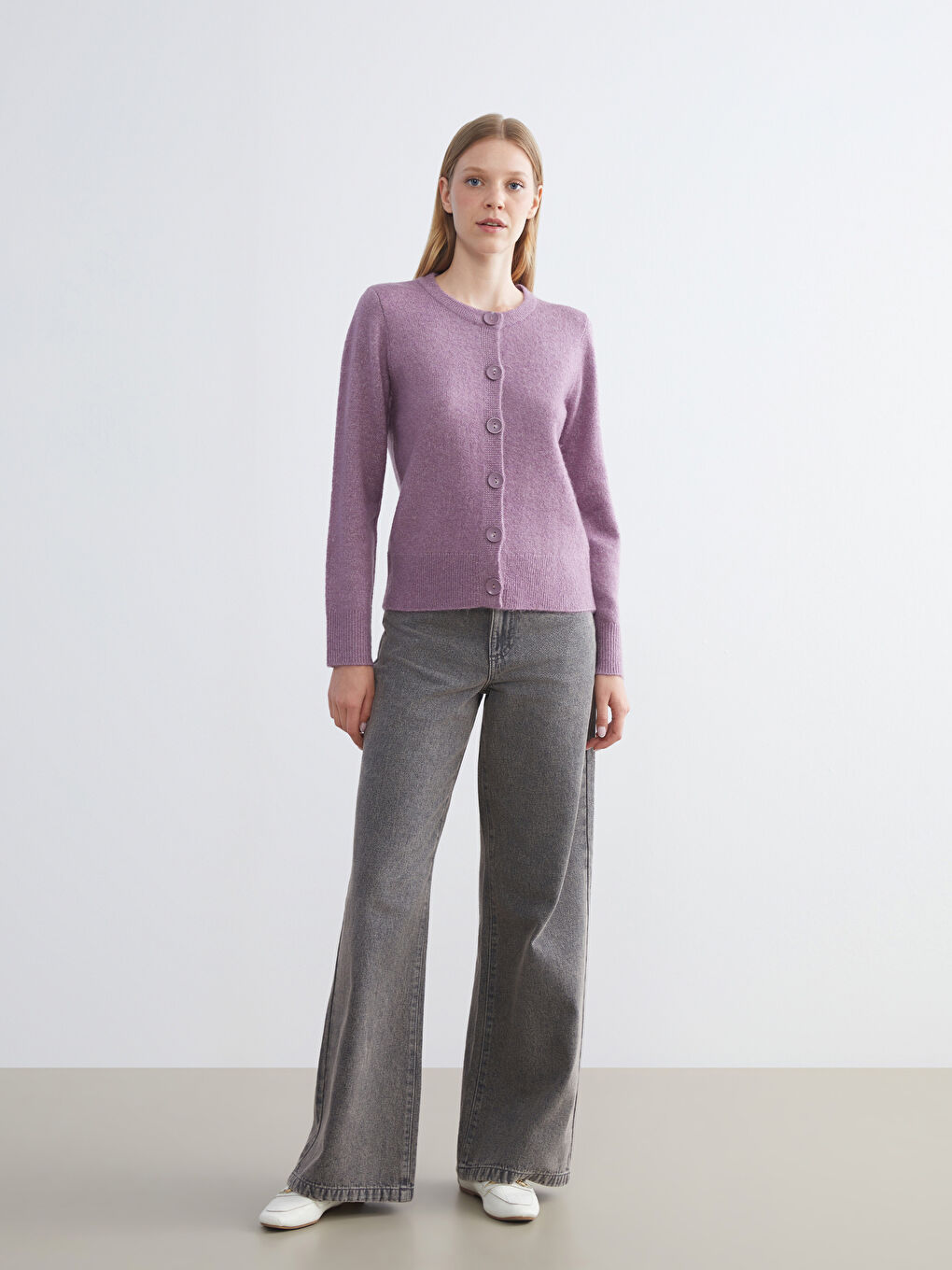 Crew Neck Women's Knitwear Cardigan-1