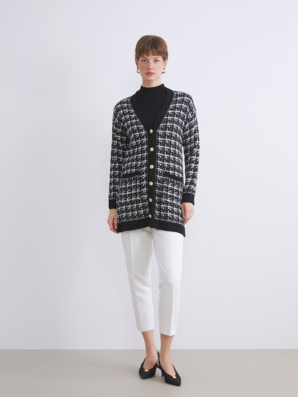 LCWAIKIKI Classic V Neck Patterned Women's Knitwear Cardigan -W5BD62Z8-MHS
