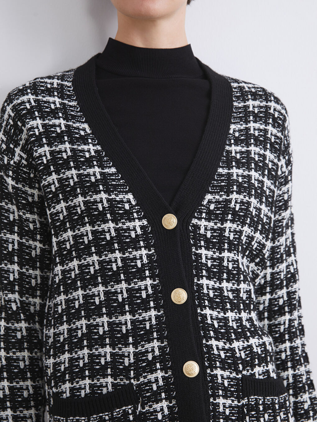 LCWAIKIKI Classic V Neck Patterned Women's Knitwear Cardigan -W5BD62Z8-MHS