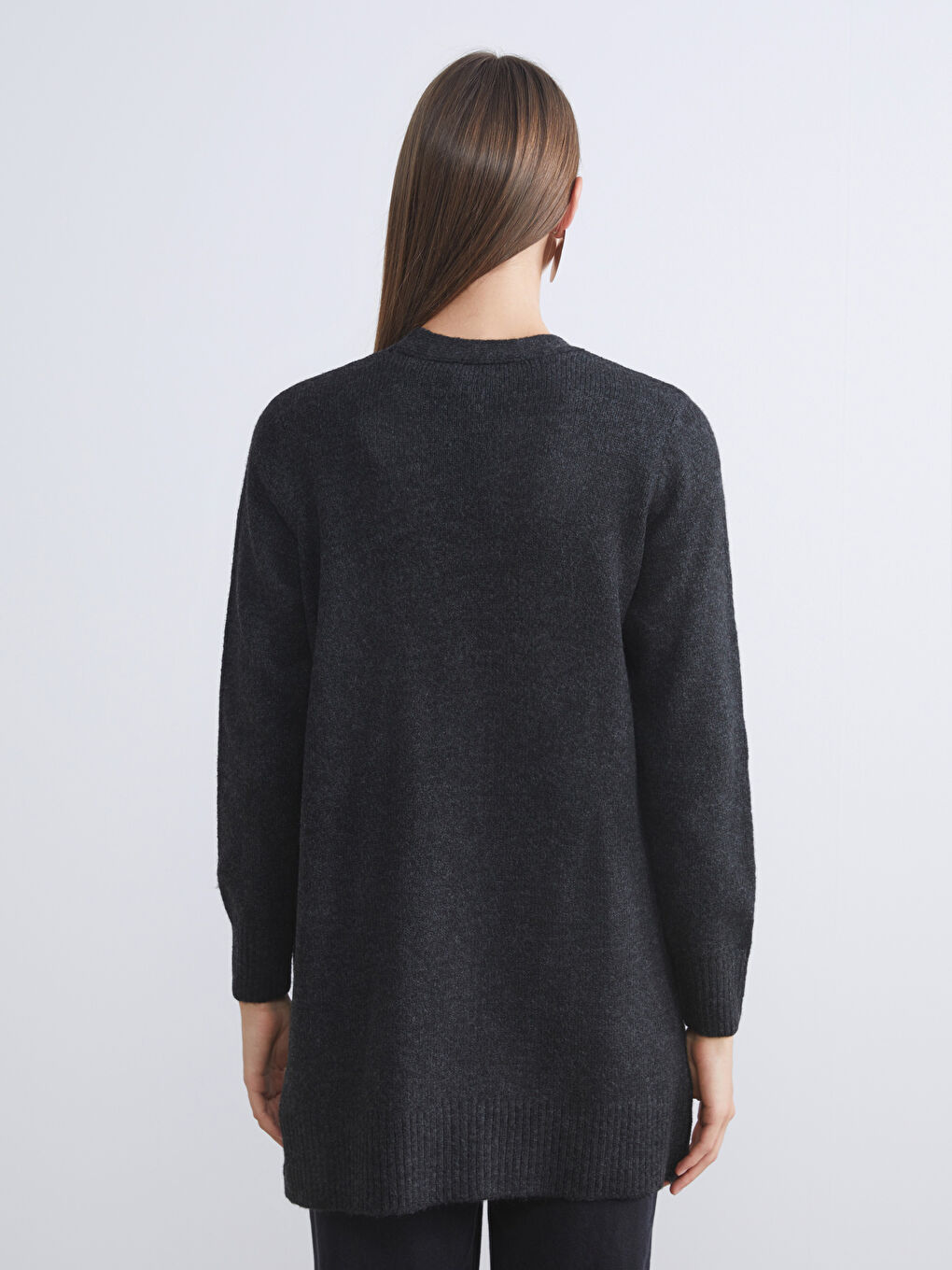 Antrasit Şal Yaka Kadın Triko Hırka-5
