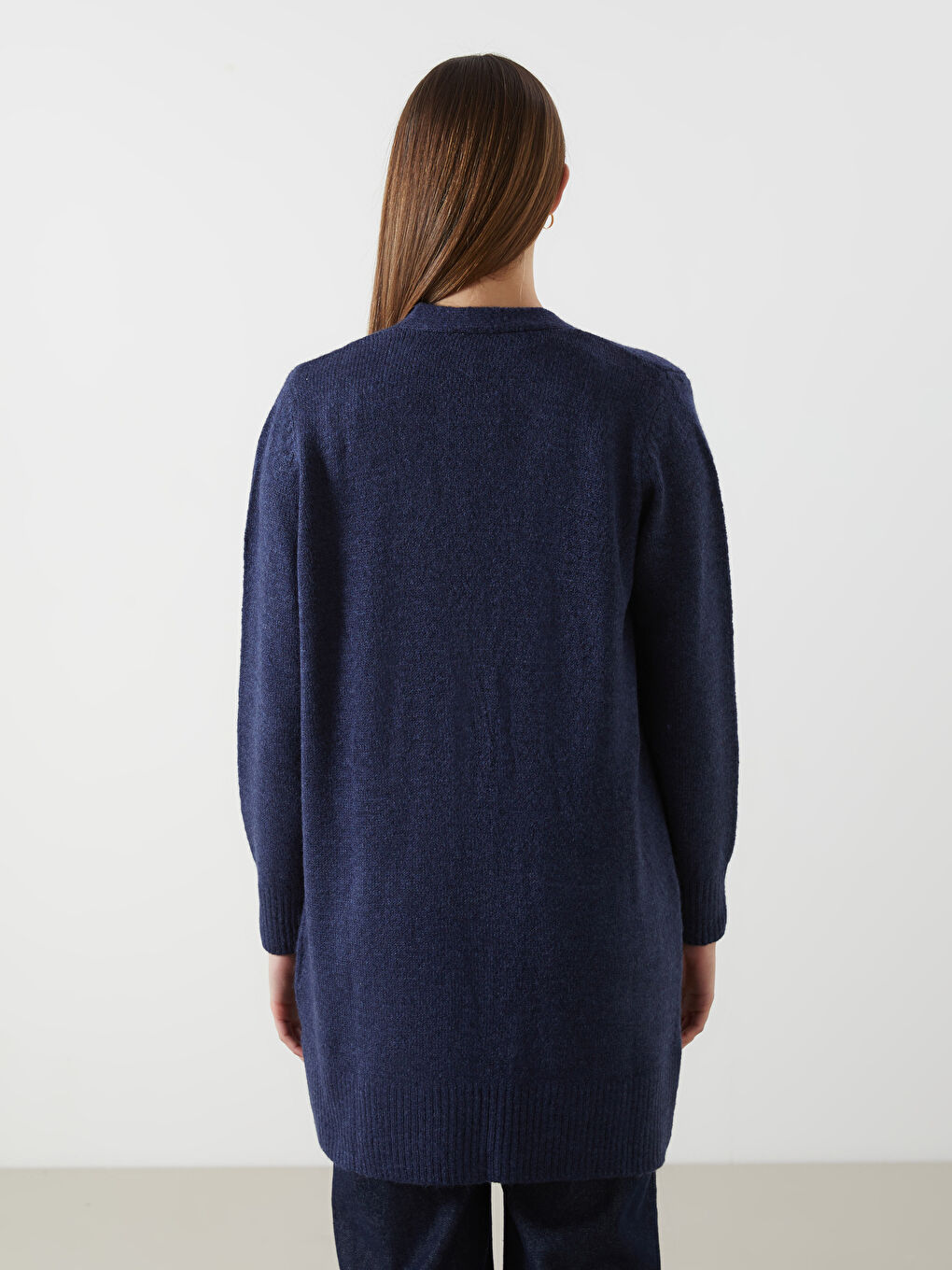 İndigo Şal Yaka Kadın Triko Hırka-5