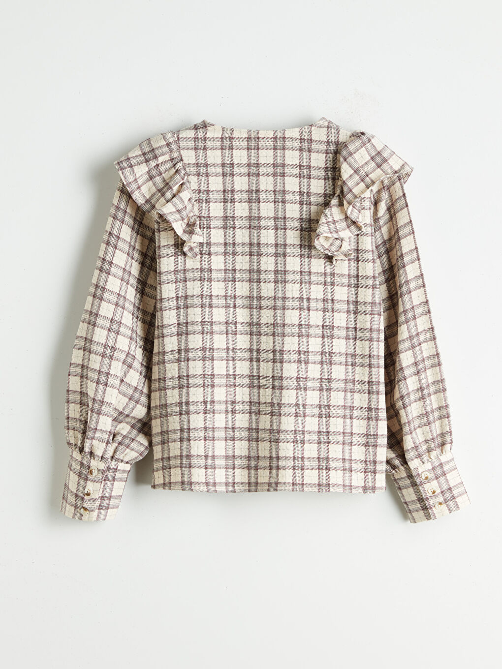 Crew Neck Plaid Girls' Shirt-1