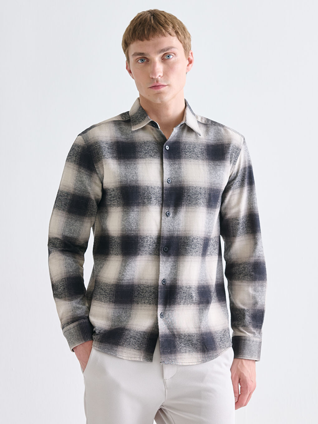 LCW Vision Regular Fit Long Sleeve Plaid Men's Flannel Shirt -W5BD85Z8-LKX