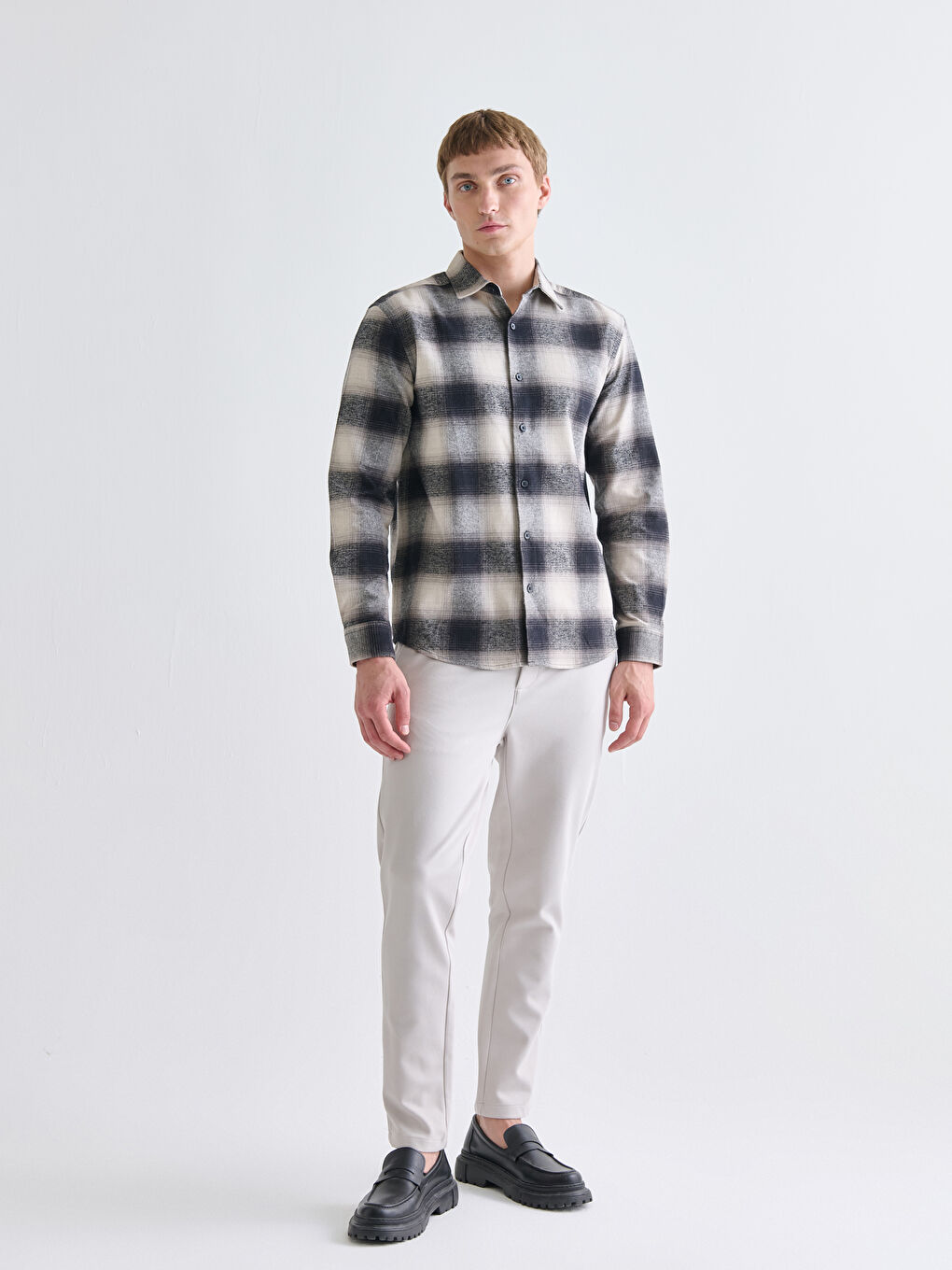 LCW Vision Regular Fit Long Sleeve Plaid Men's Flannel Shirt -W5BD85Z8-LKX