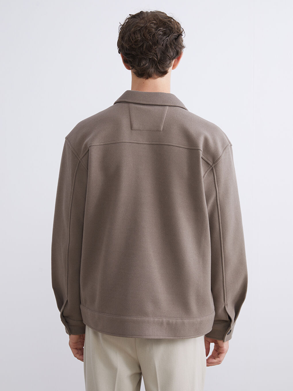 Kahverengi Regular Fit Kaşe Erkek Gömlek Ceket-3