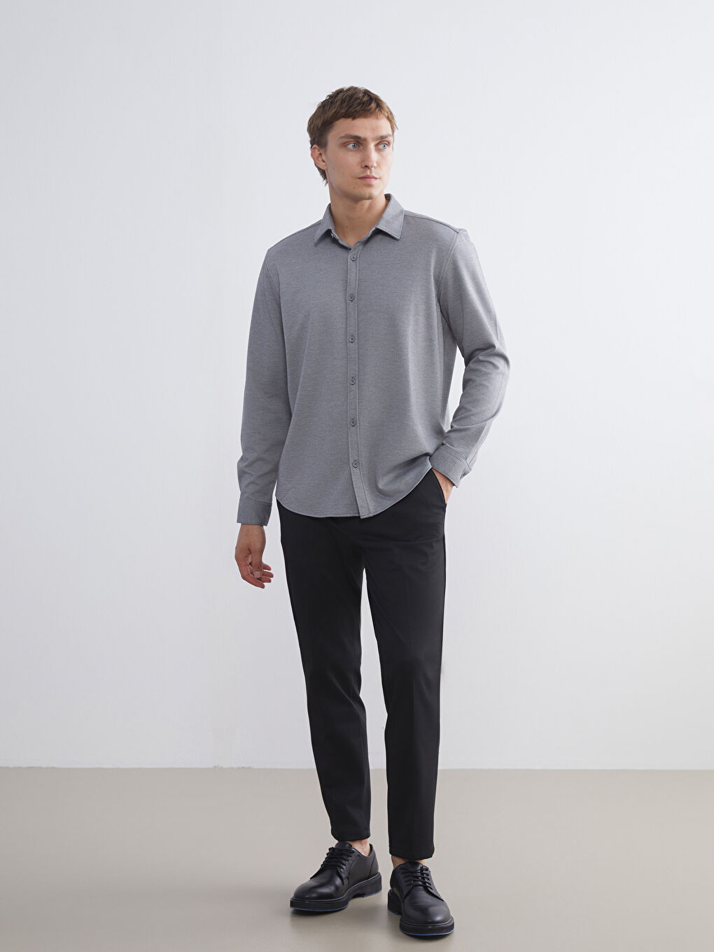 Slim Fit Long Sleeve Men's Shirt-1