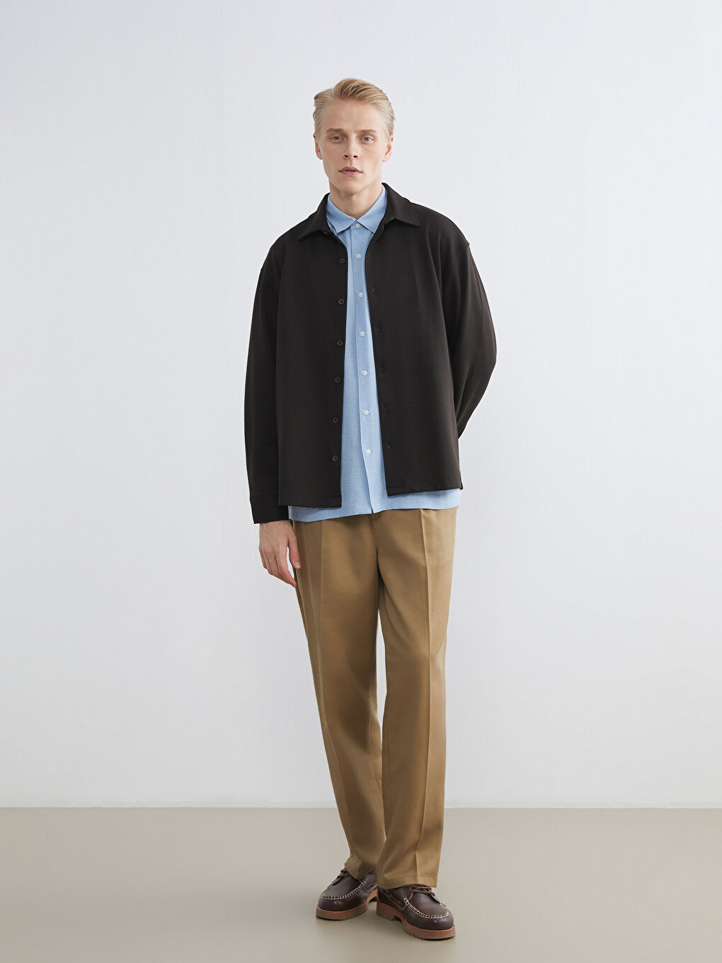 Kahverengi Slim Fit Uzun Kollu Erkek Gömlek-1