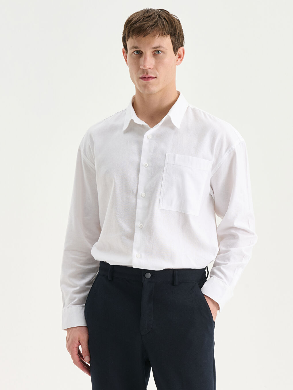 Relaxed Fit Long Sleeve Men's Shirt