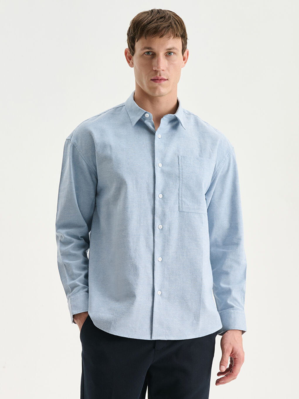 Relaxed Fit Long Sleeve Men's Shirt