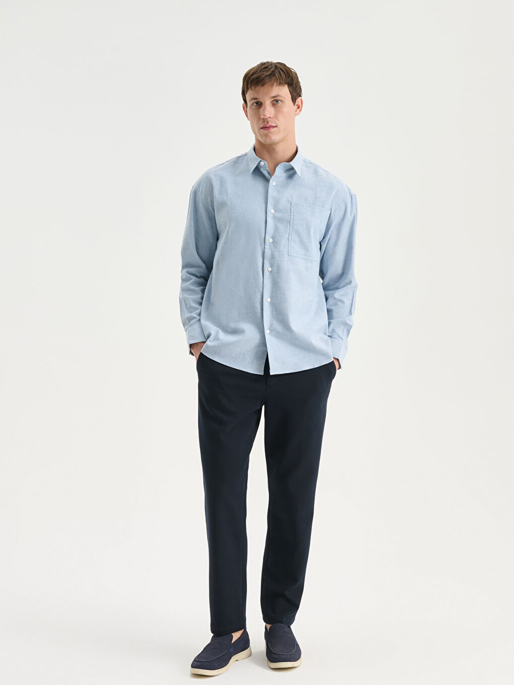 Relaxed Fit Long Sleeve Men's Shirt-3