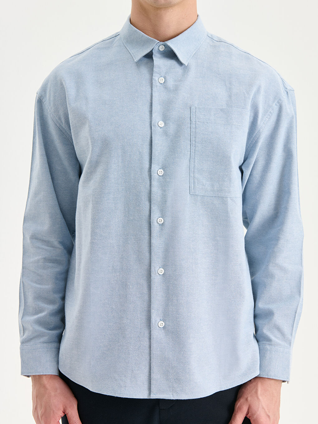 Relaxed Fit Long Sleeve Men's Shirt-5