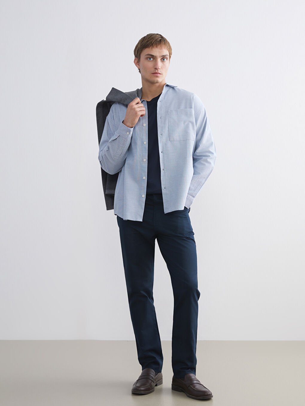 Relaxed Fit Long Sleeve Men's Shirt-2