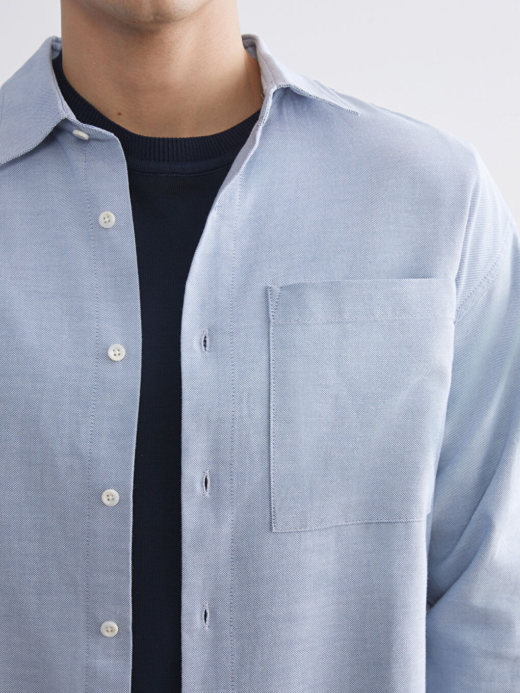 Relaxed Fit Long Sleeve Men's Shirt-4