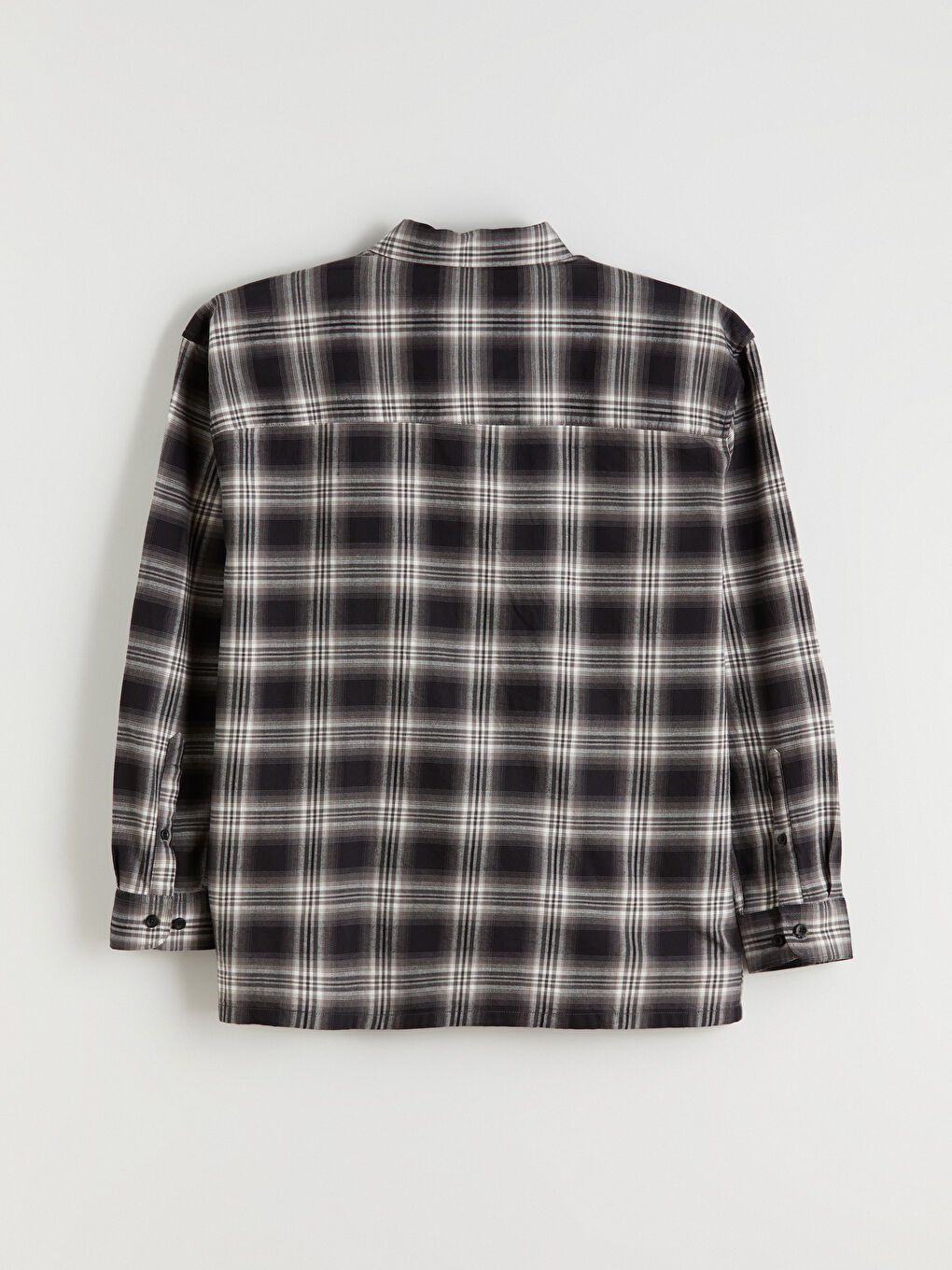 Gri Regular Fit Uzun Kollu Ekose Erkek Oduncu Gömlek-5