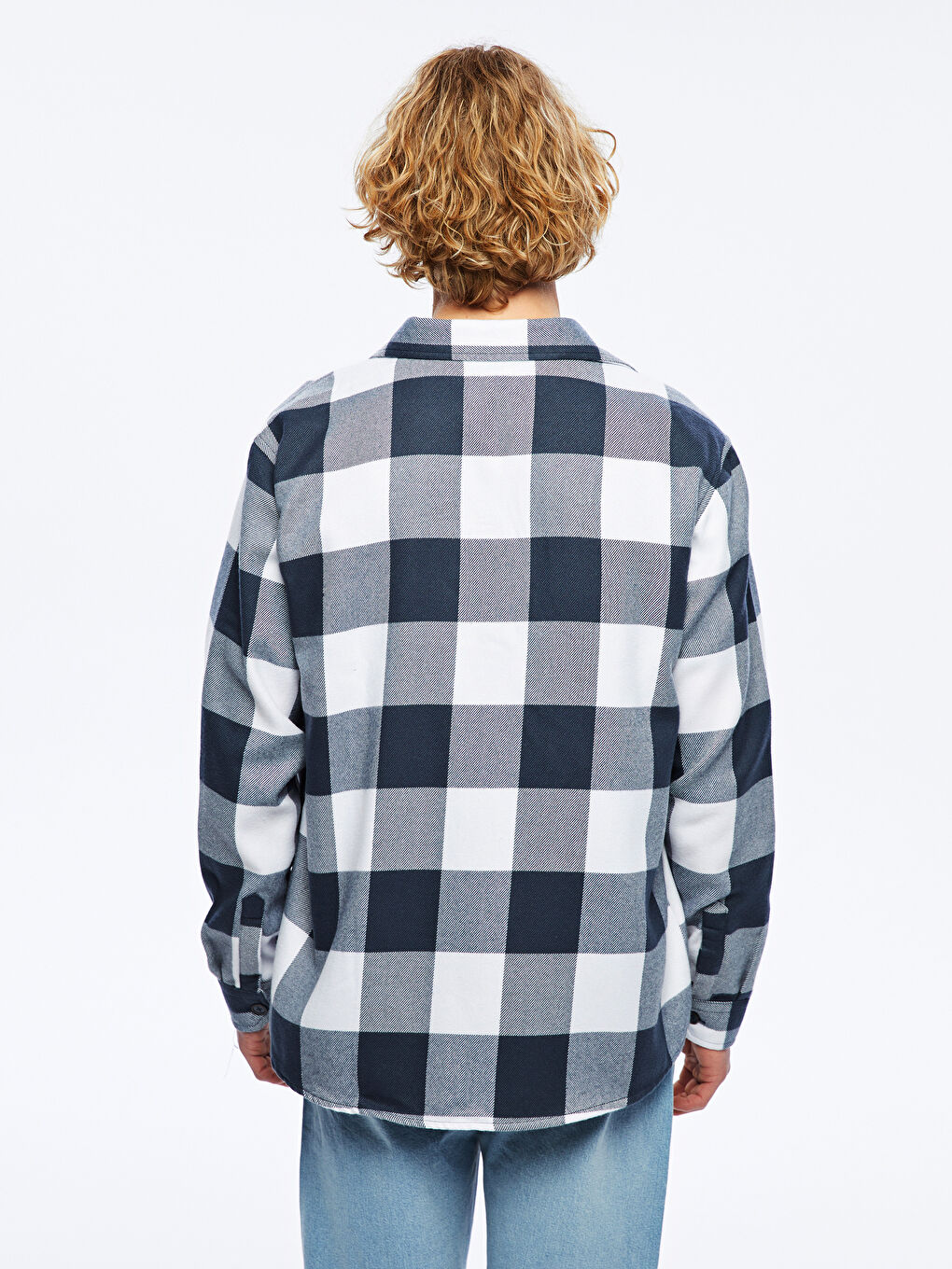 قميص فلانيل كاروهات كم طويل عادي للرجال-3