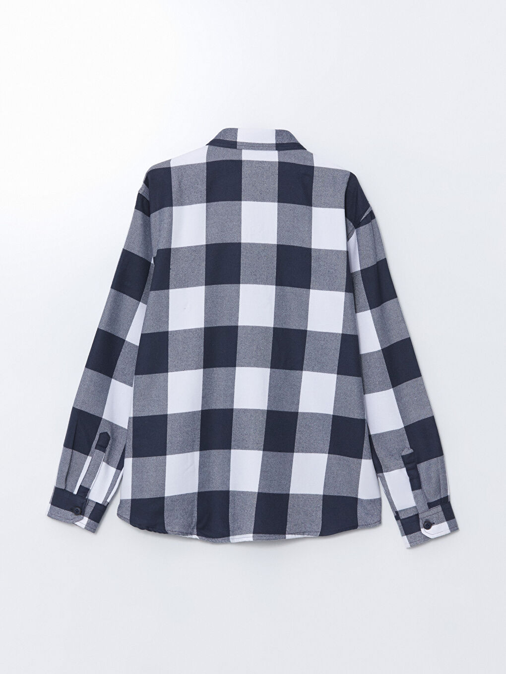 قميص فلانيل كاروهات كم طويل عادي للرجال-5