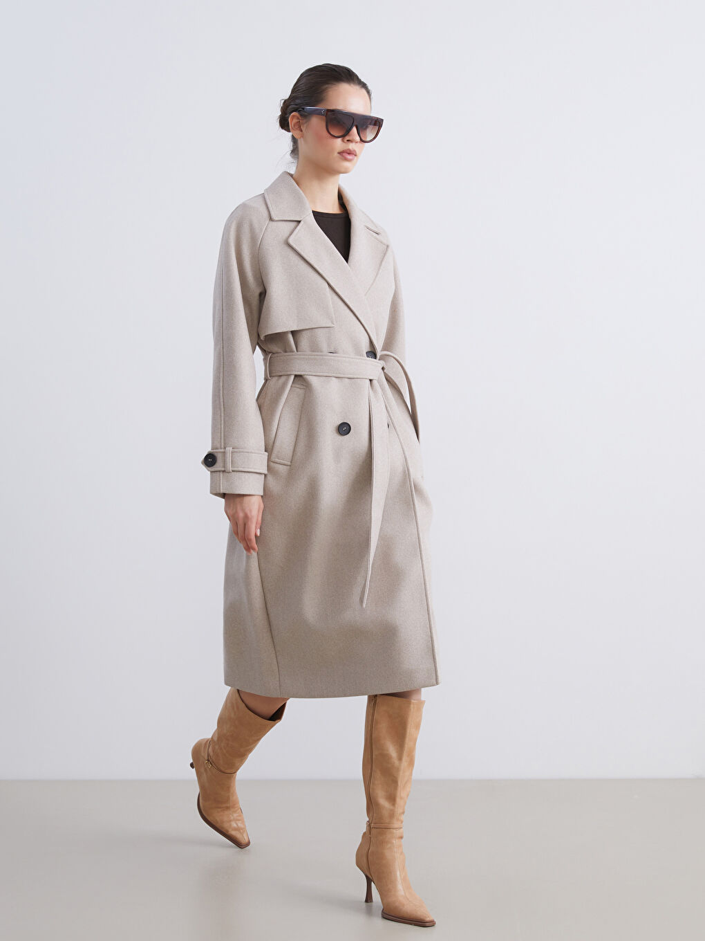 Pardessus en laine mélangée BEIGE Femme