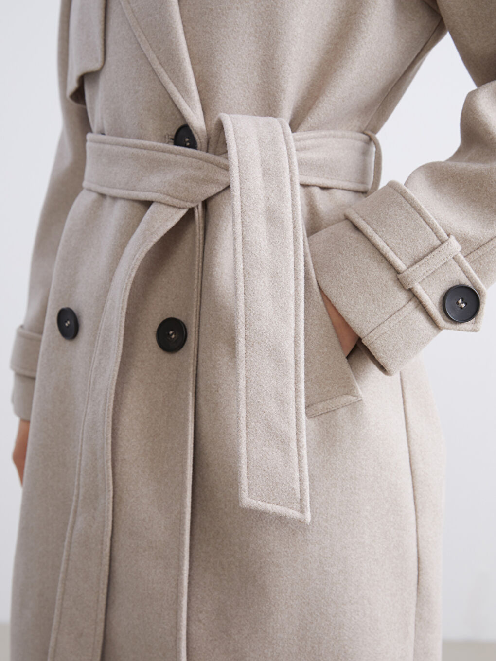 Pardessus en laine mélangée BEIGE Femme-2