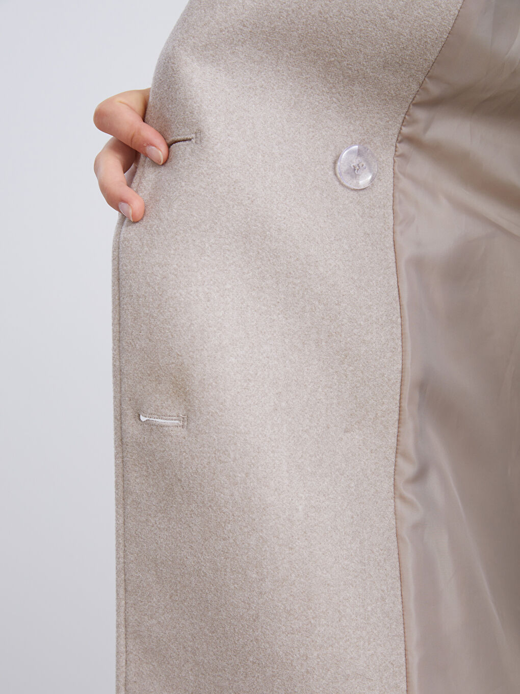 Pardessus en laine mélangée BEIGE Femme-3