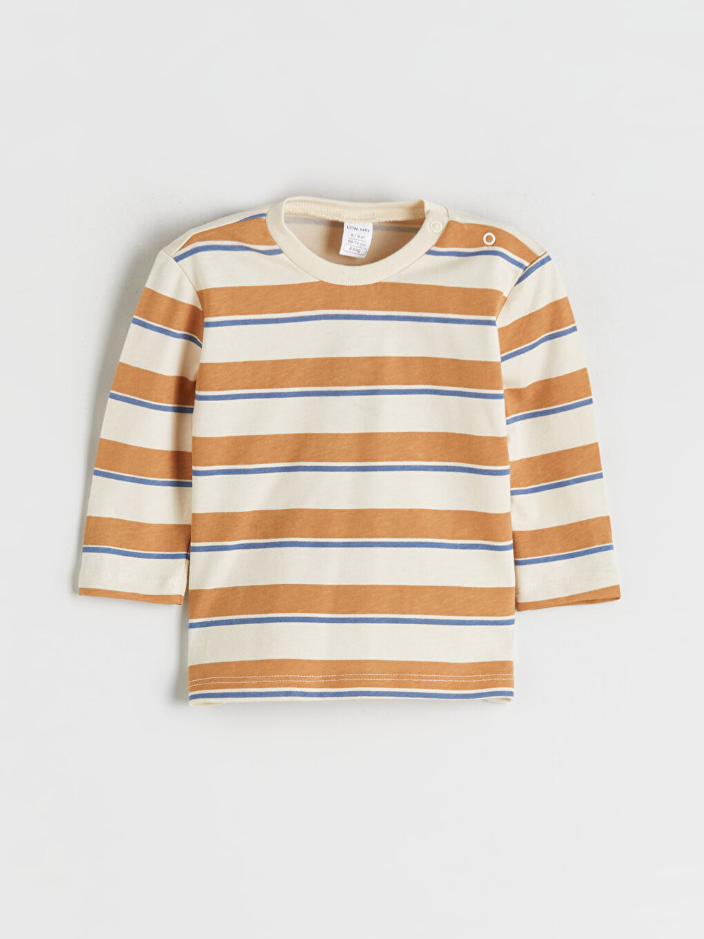 Bej Bisiklet Yaka Çizgili Erkek Bebek Tişört