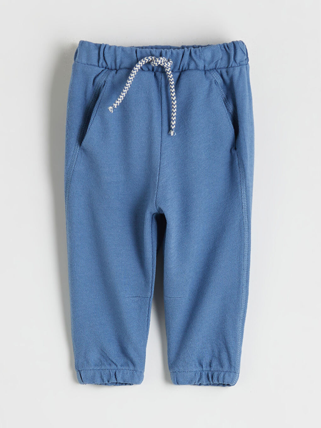 Bej Bisiklet Yaka Uzun Kollu Çizgili Erkek Bebek Tişört ve Eşofman Altı 2'li-3