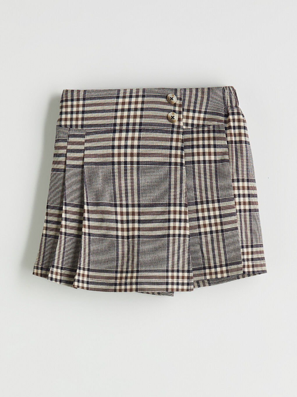 Elastic Waist Plaid Girl Short Skirt-3