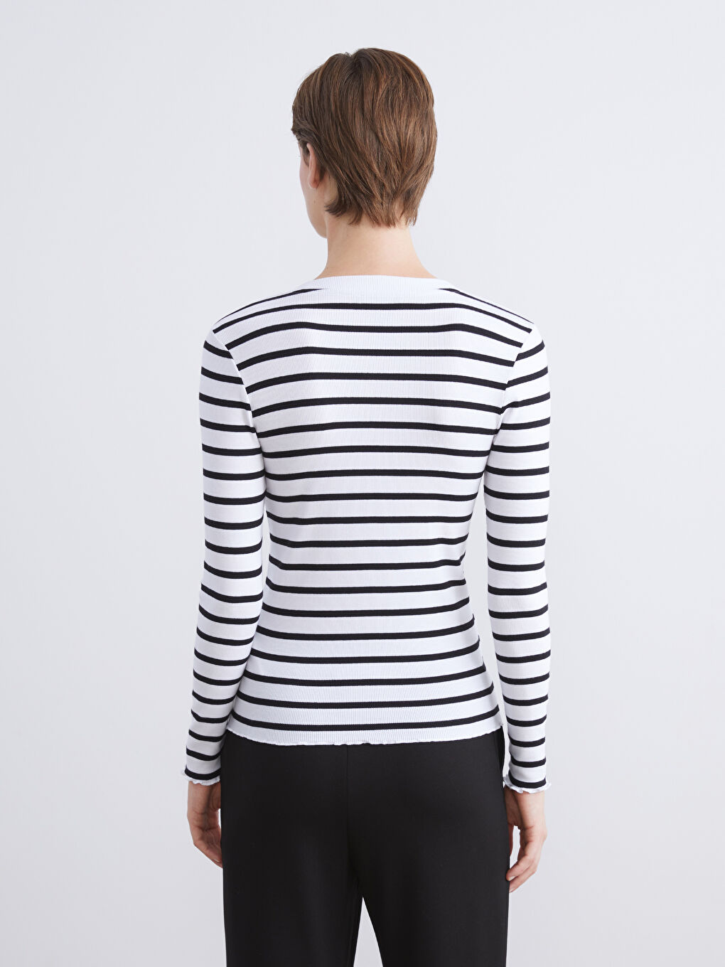 LCW Comfort Crew Neck Striped Women's T-Shirt -W5BE46Z8-LEG