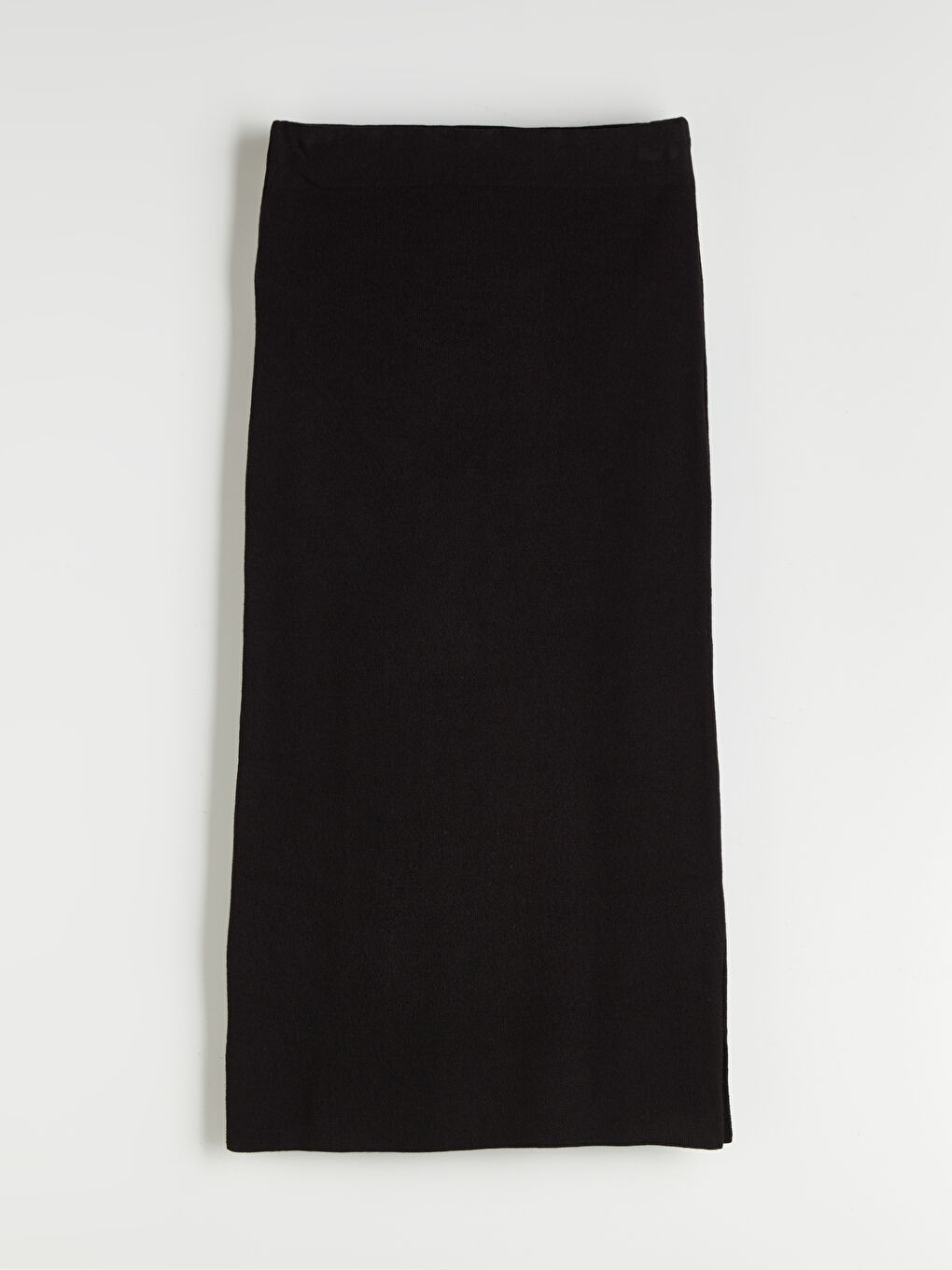 Siyah Beli Lastikli Yırtmaçlı Triko Etek-6